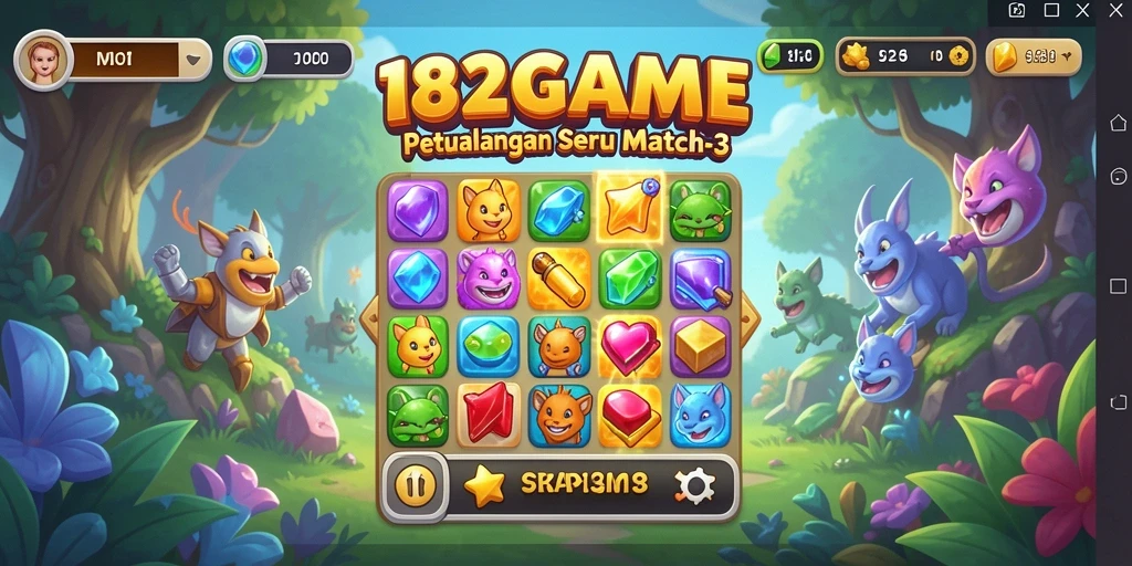 Tampilan gameplay seru dari 182GAME dengan objek colorful.