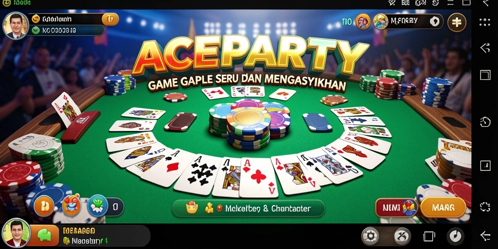 Tampilan screenshot ACEPARTY yang menunjukkan keseruan bermain Gaple.
