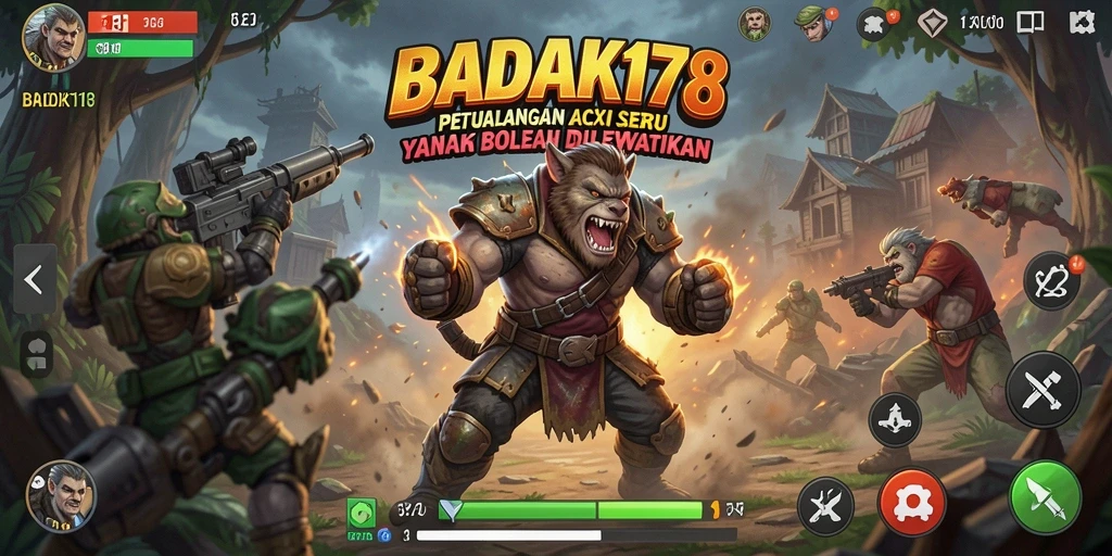 Tampilan gameplay seru BADAK178 dengan aksi menegangkan.