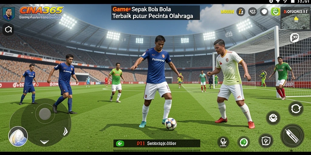 Tampilan gameplay mendebarkan CINA365 dalam aksi sepak bola.