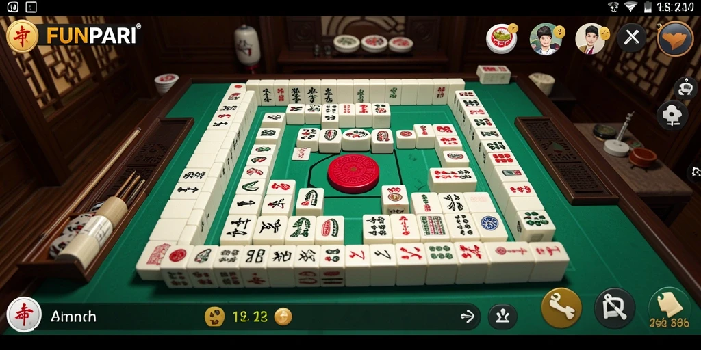 Tangkapan layar utama FUNPARI menampilkan gameplay Mahjong yang mengasyikkan.