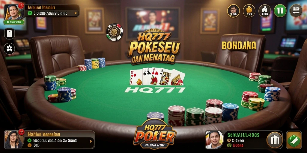 Tampilan gameplay seru dalam aplikasi poker HQ777.