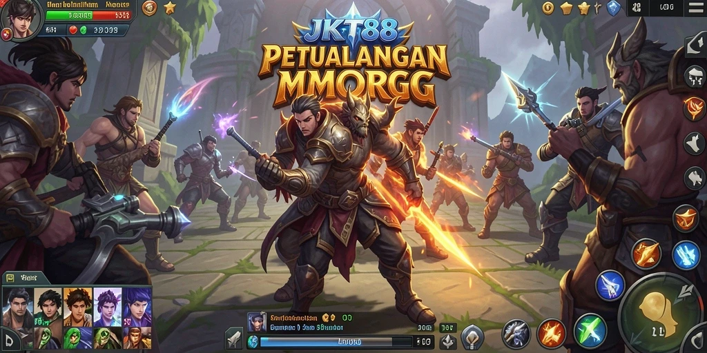 Screenshot JKT88 menampilkan aksi pertempuran seru dalam dunia MMORPG.