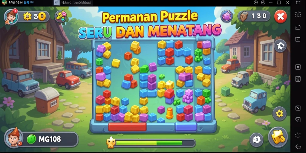 Screenshot gameplay MG108 yang menunjukkan berbagai tantangan puzzle.
