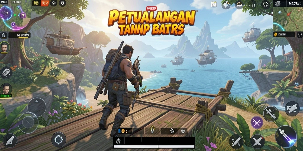 Tangkapan layar gameplay MG525 yang menunjukkan eksplorasi dunia terbuka.
