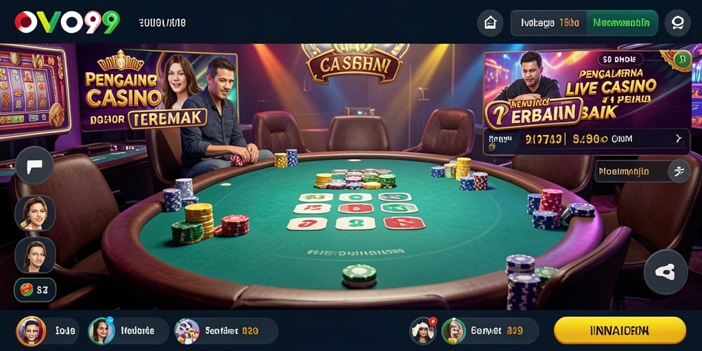 Tampilan gameplay Live Casino yang interaktif dan mendebarkan di OVO99.