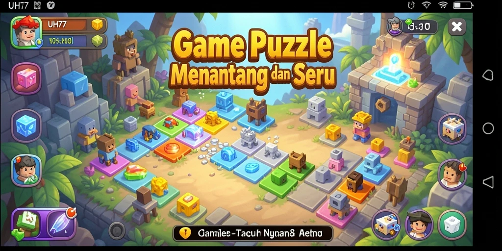 Screenshot UH77 menampilkan gameplay teka-teki yang menantang.