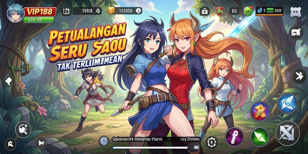 Screenshot utama dari gameplay menarik yang penuh dengan aksi Anime.